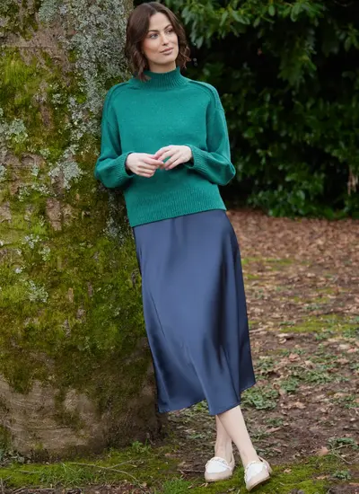 Mia Wool Cashmere Turtleneck Sweater in Jade